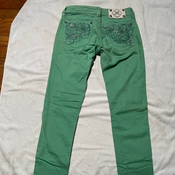 Miss Me Green Skinny Jeans - Picture 2 of 11